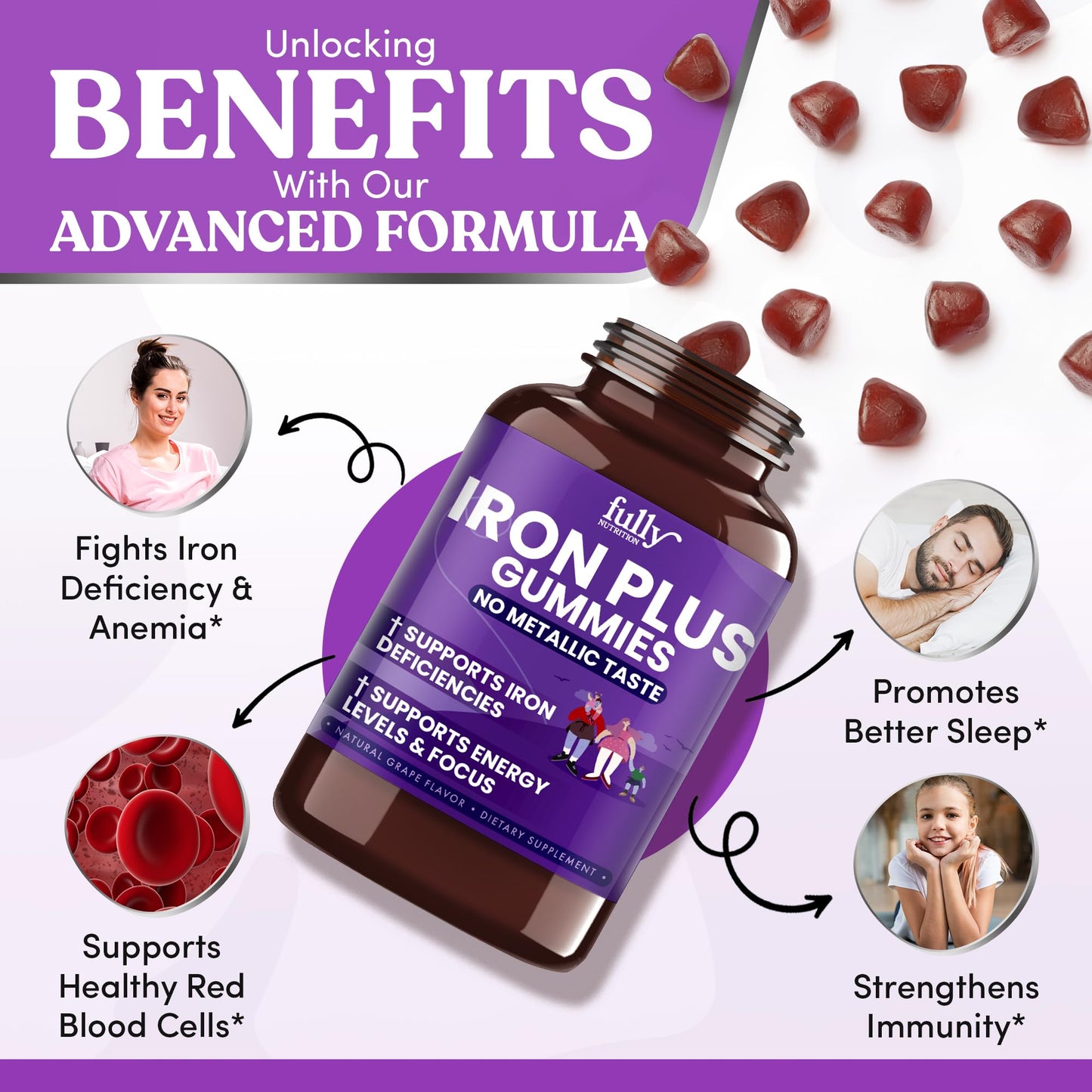 FULLY NUTRITION Iron Gummies Gummy 200 Count