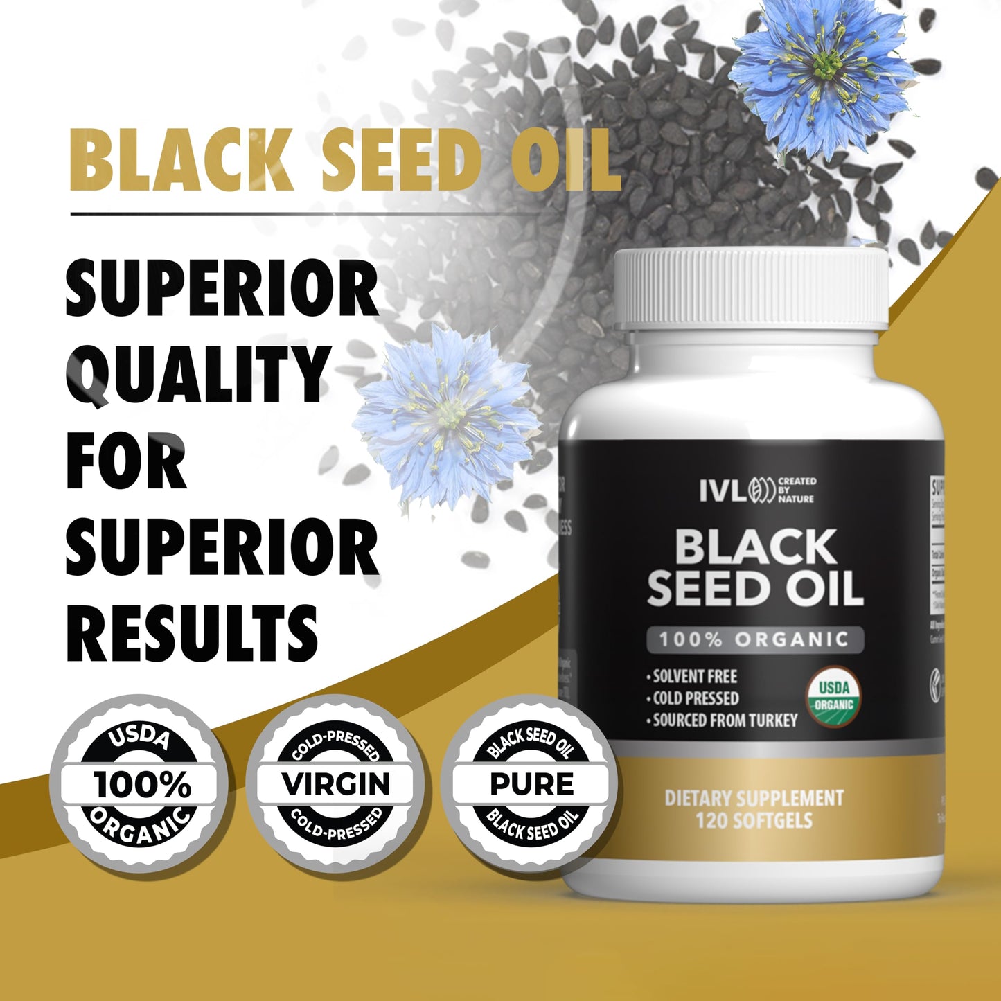 IVL Black Seed Oil Organic Capsule 120 Count