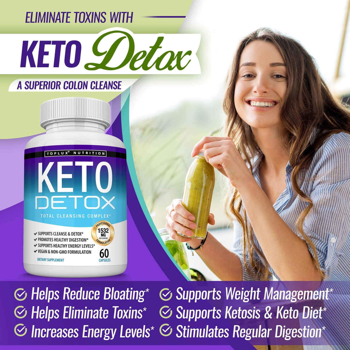 Toplux Keto Detox Pills Advanced Cleansing Extract Capsules, 120 Capsules