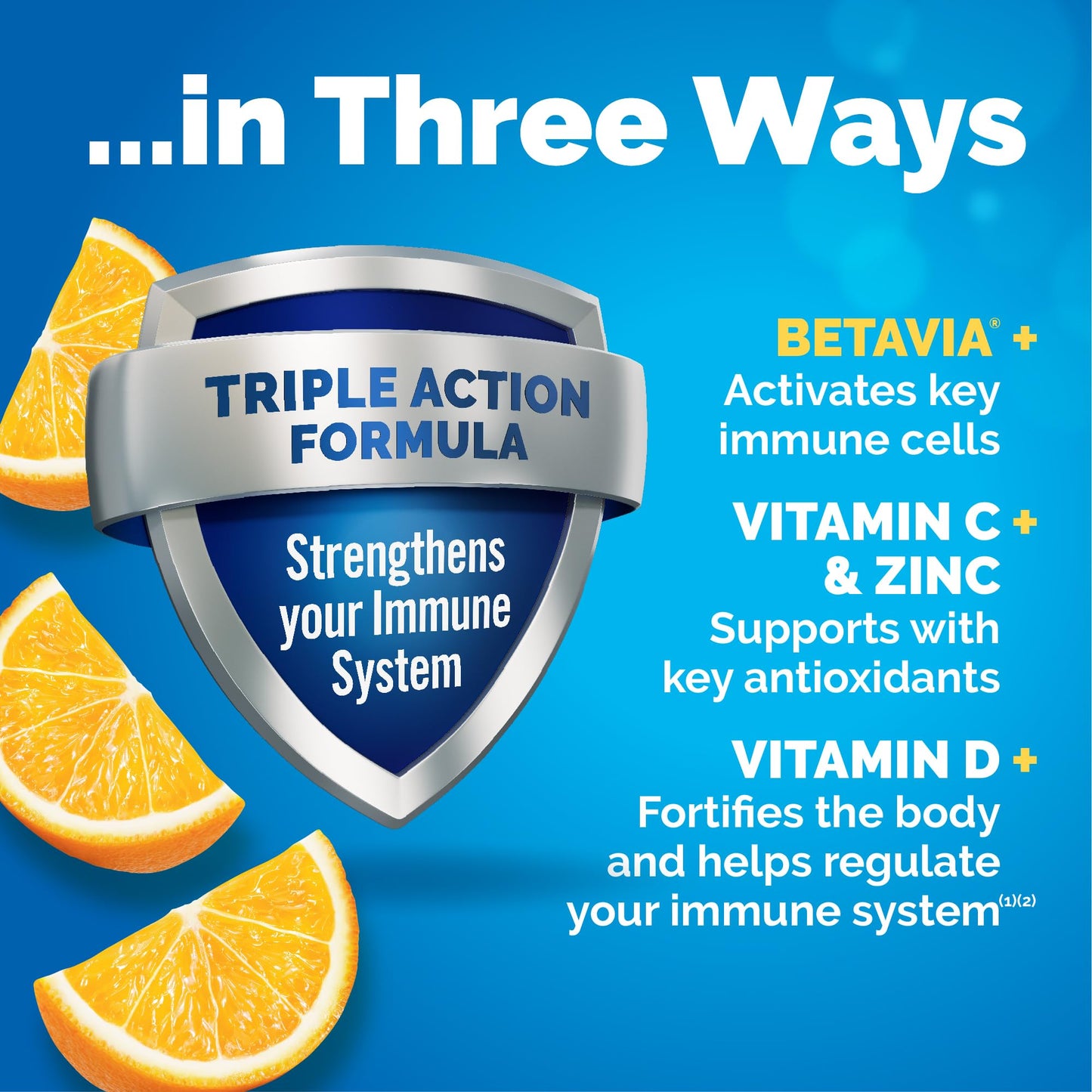 Emergen-C Immune+ Triple Action Immune Support Powder, BetaVia (R), 1000mg Vitamin C, B Vitamins, Vitamin D and Antioxidants, Super Orange, 30 Count