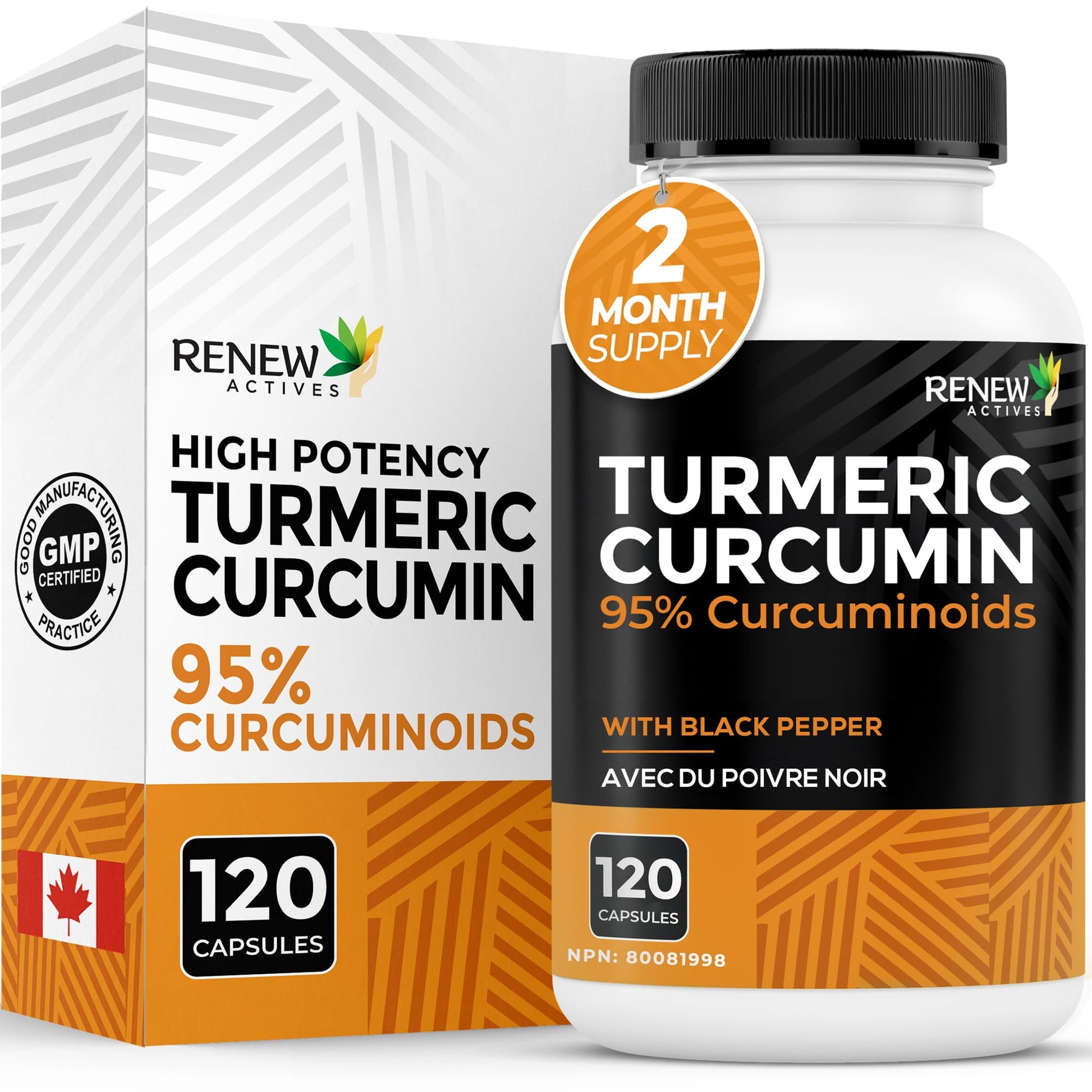 Renew Actives Turmeric Curcumin with Black Pepper Capsule 120 Count