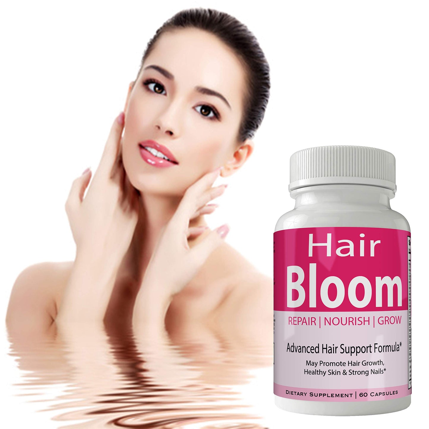 nutra4health Hair Bloom Hair Growth Pills Skin and Nails Supplement - Advanced Unique Hair Growth Vitamins and Minerals with Biotin - Gluten Free, 60 Capsules