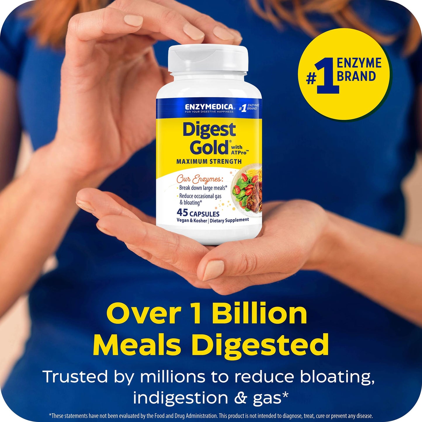 Enzymedica Digest Gold + ATPro Capsule, Maximum Strength Digestive Enzymes, 45 Count