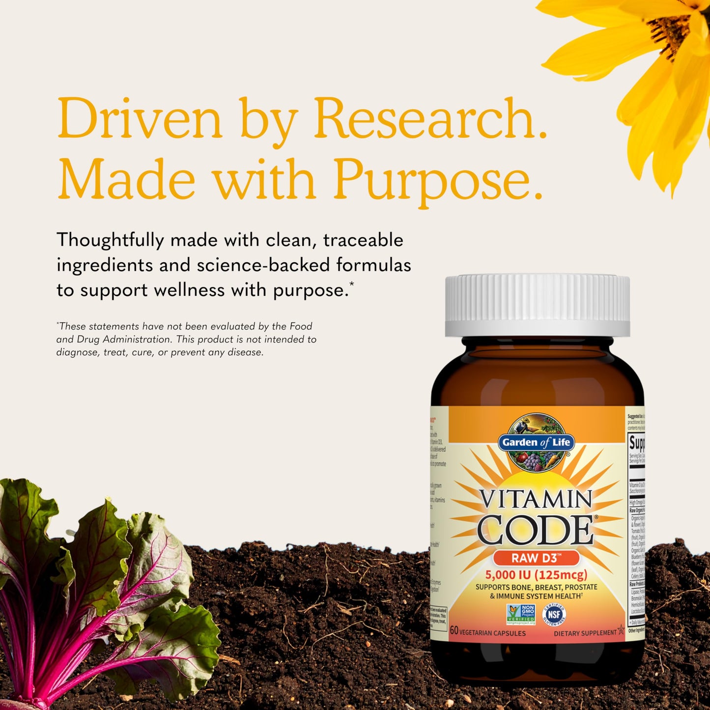 Garden of Life Vitamin D3 5000 IU Capsules, 60 Count