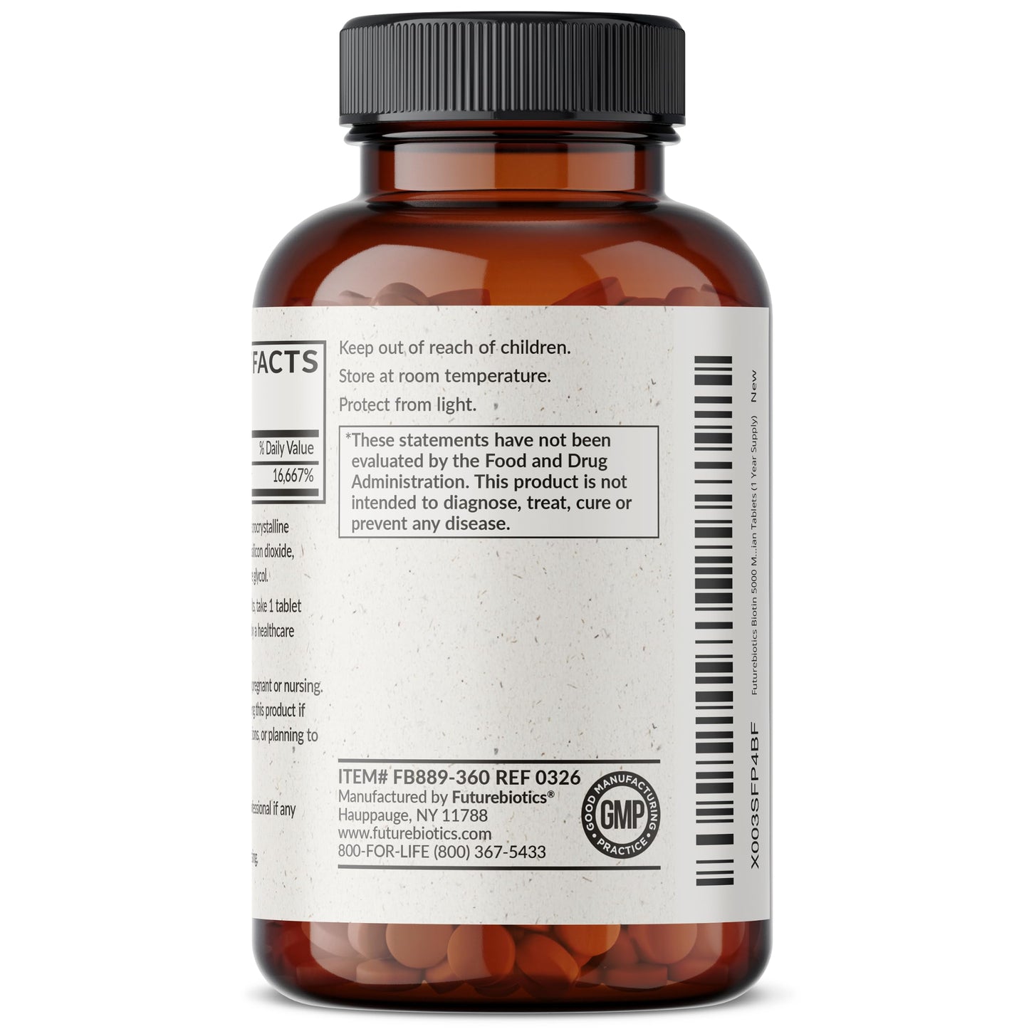 Futurebiotics Biotin 5000 MCG Supports Healthy Hair, Skin, Nails & Energy Production Non-GMO, 360 Tablets
