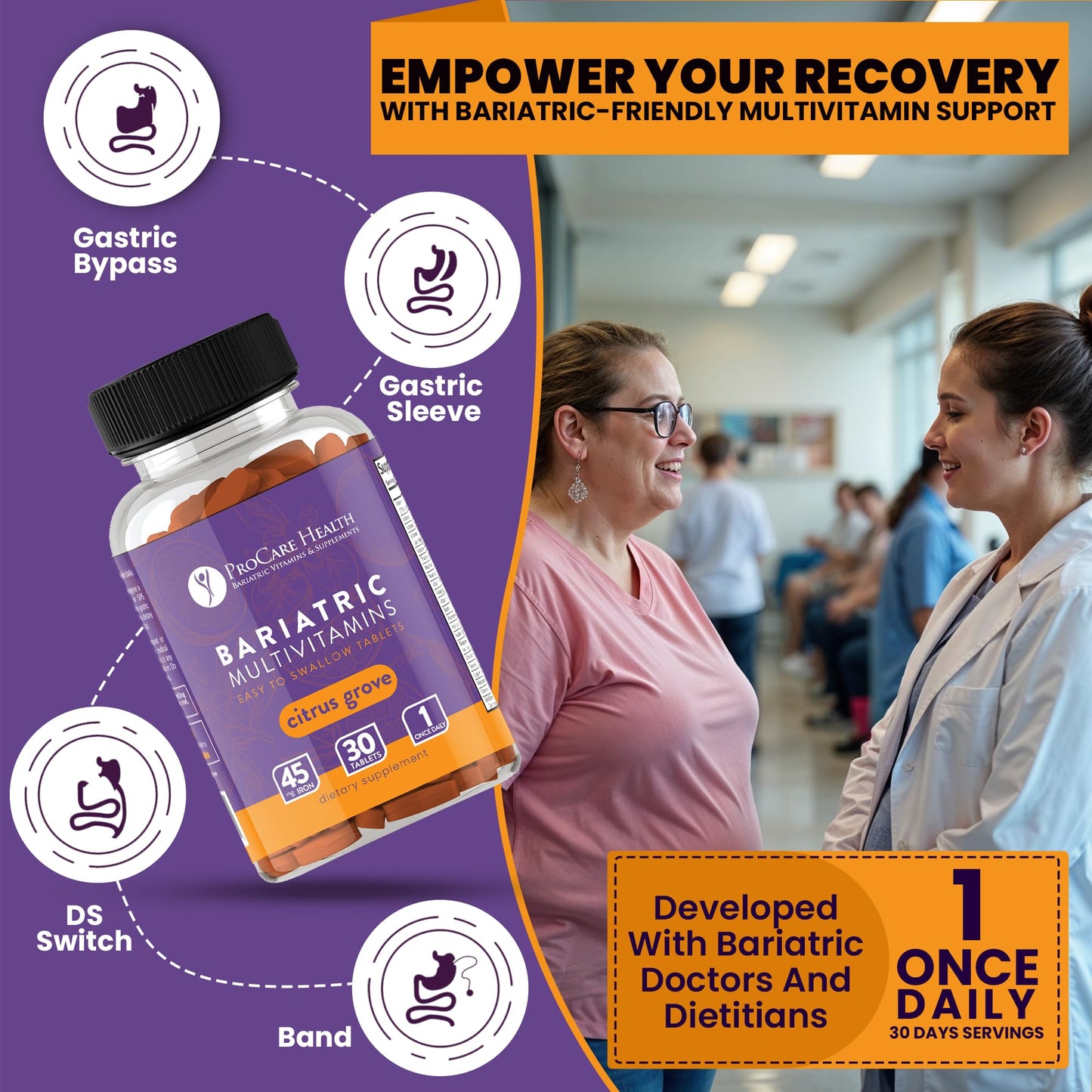 ProCare Health Easy-45 Bariatric Multivitamin Tablets 30 Count