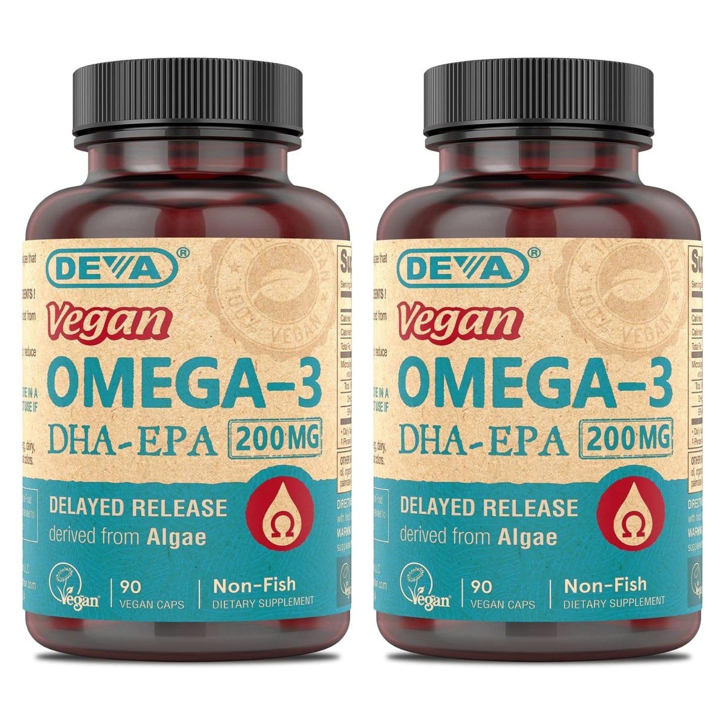 DEVA Vegan Omega-3 DHA-EPA from Micro Algae, Delayed Release, 180 Capsules