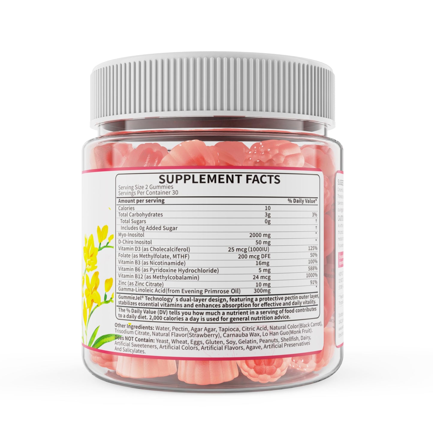 Nextdia Inositol Filled Gummies for Women, 40:1 Ratio Myo-Inositol 2000mg & D-Chiro Inositol 50mg + Evening Primrose Oil