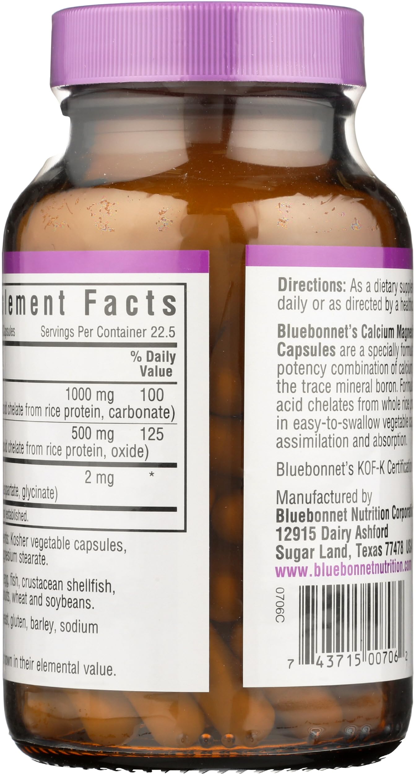 BlueBonnet Calcium Magnesium Plus Boron Vegetarian Capsules, Capsule, 90 Count