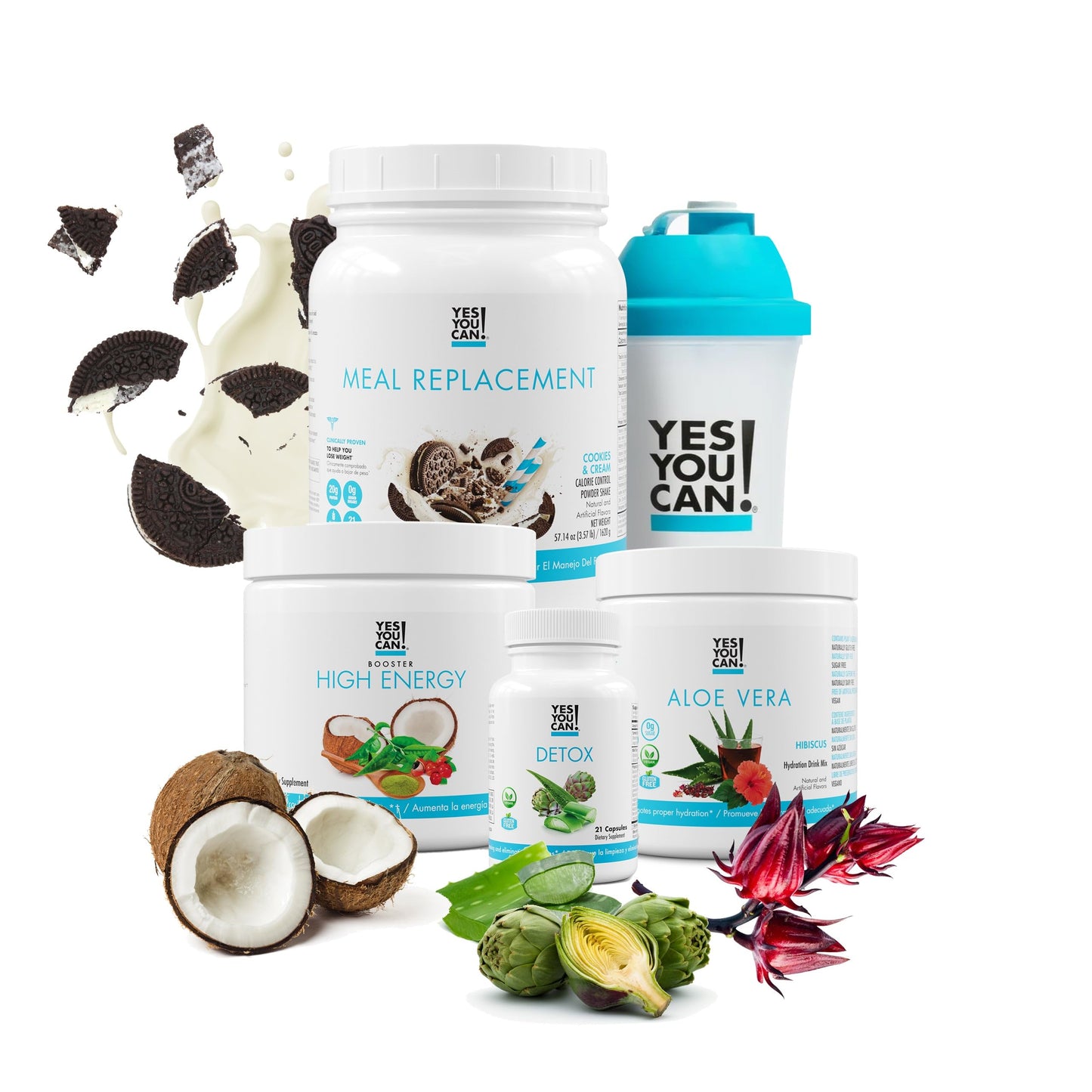 Yes You Can! Detox Plus Kit 5-in-1 Cookies & Cream Hibiscus Aloe Powder 1030.1