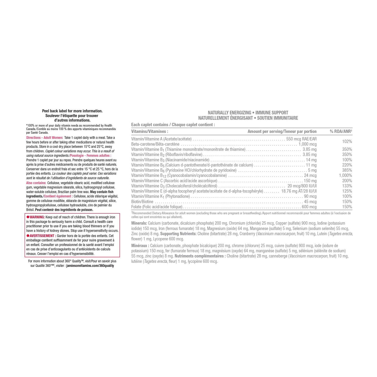 Jamieson Laboratories Jamieson 100% Complete Multivitamin for Women Caplets, 160 Caplets