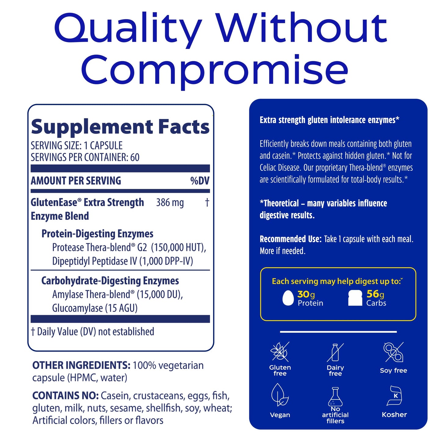Enzymedica GlutenEase Extra Strength Digestive Enzyme Supplement Capsules 60 Count