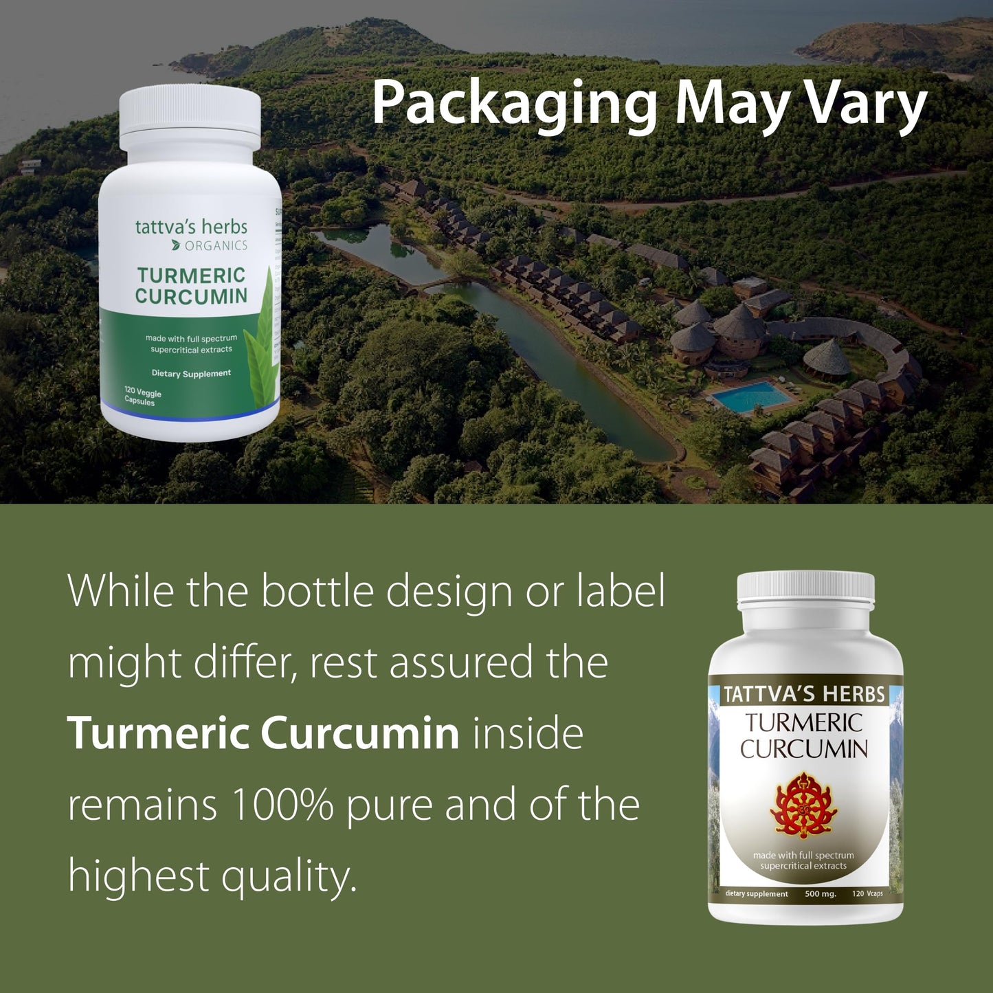 Tattva's Herbs Turmeric Curcumin 500 mg with Black Pepper Capsules, 120 Capsules
