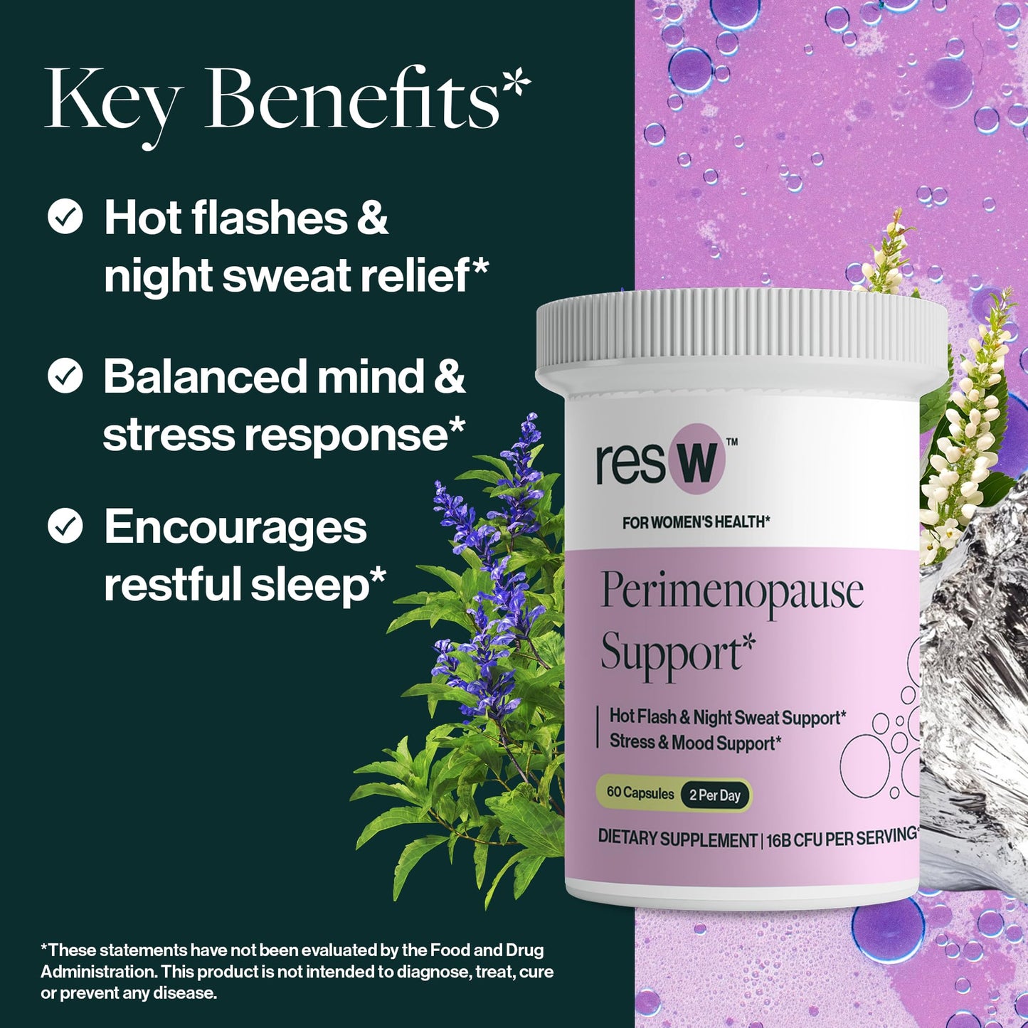 ResBiotic Perimenopause Postbiotic Supplement for Women Capsules, 60 Count