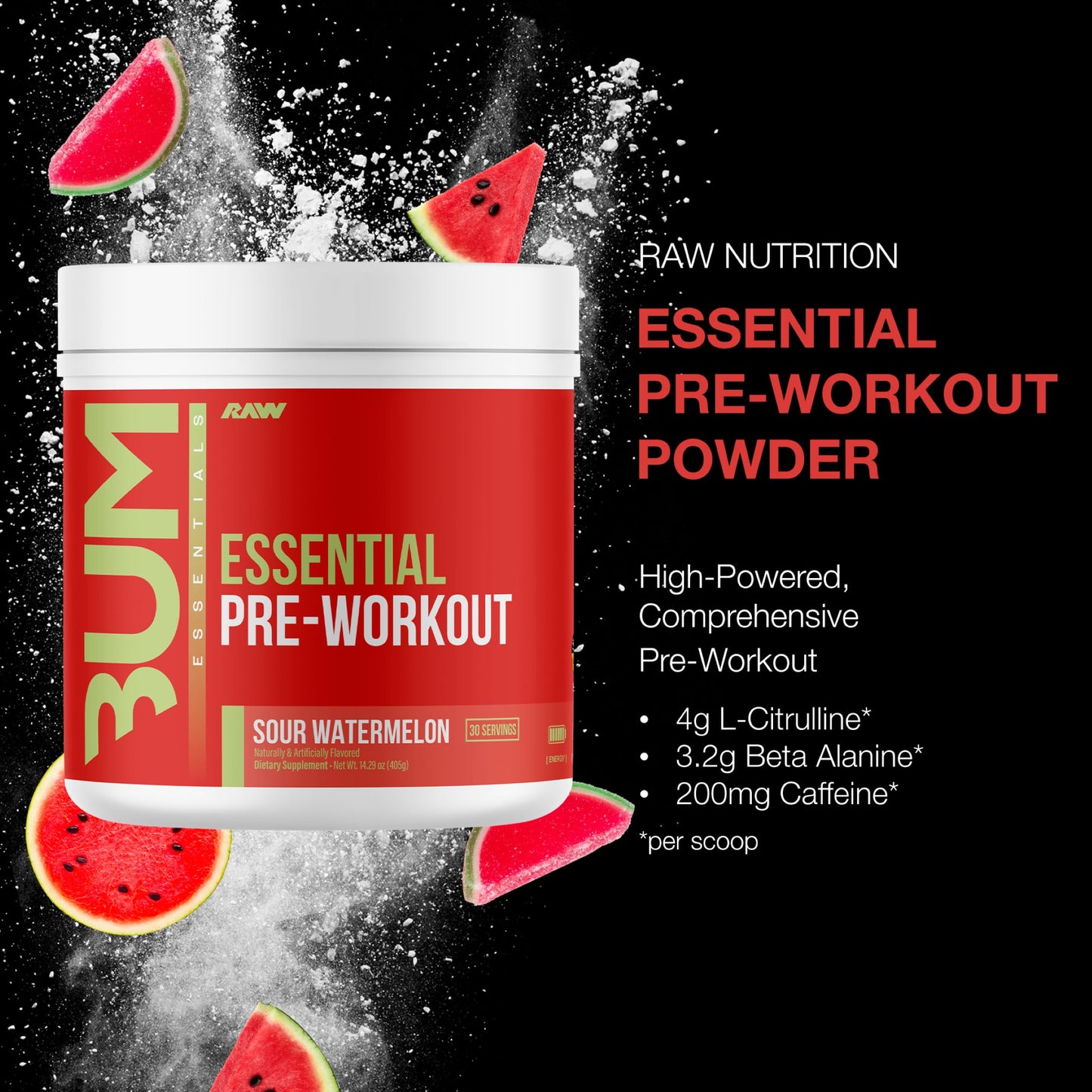 RAW Essential Pre-Workout Powder, 14.29 Ounce