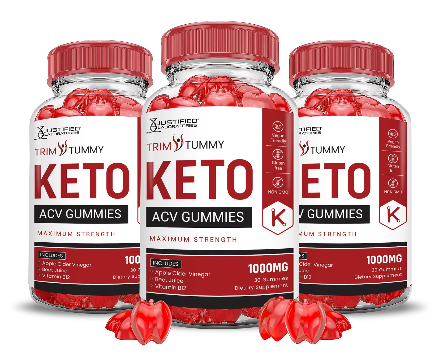 Justified Laboratories Trim Tummy Keto ACV Gummies Advanced Formula 1000MG 180 Count