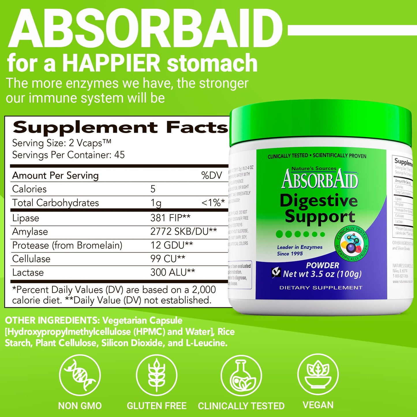 AbsorbAid Digestive Enzymes Powder 3.5