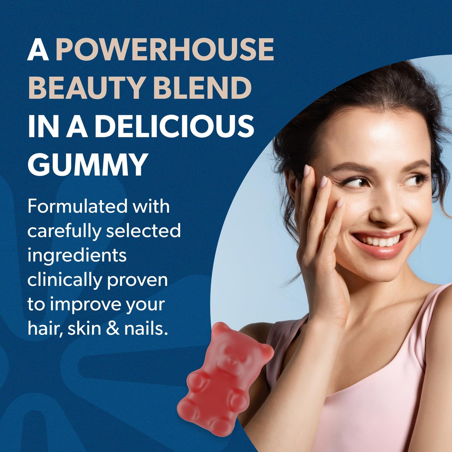 BIOMA Hair, Skin & Nails Beauty Gummies - Supports Growth & Strength with Biotin, Collagen, Zinc & Vitamins C & D - Gluten-Free, 60 Gummies