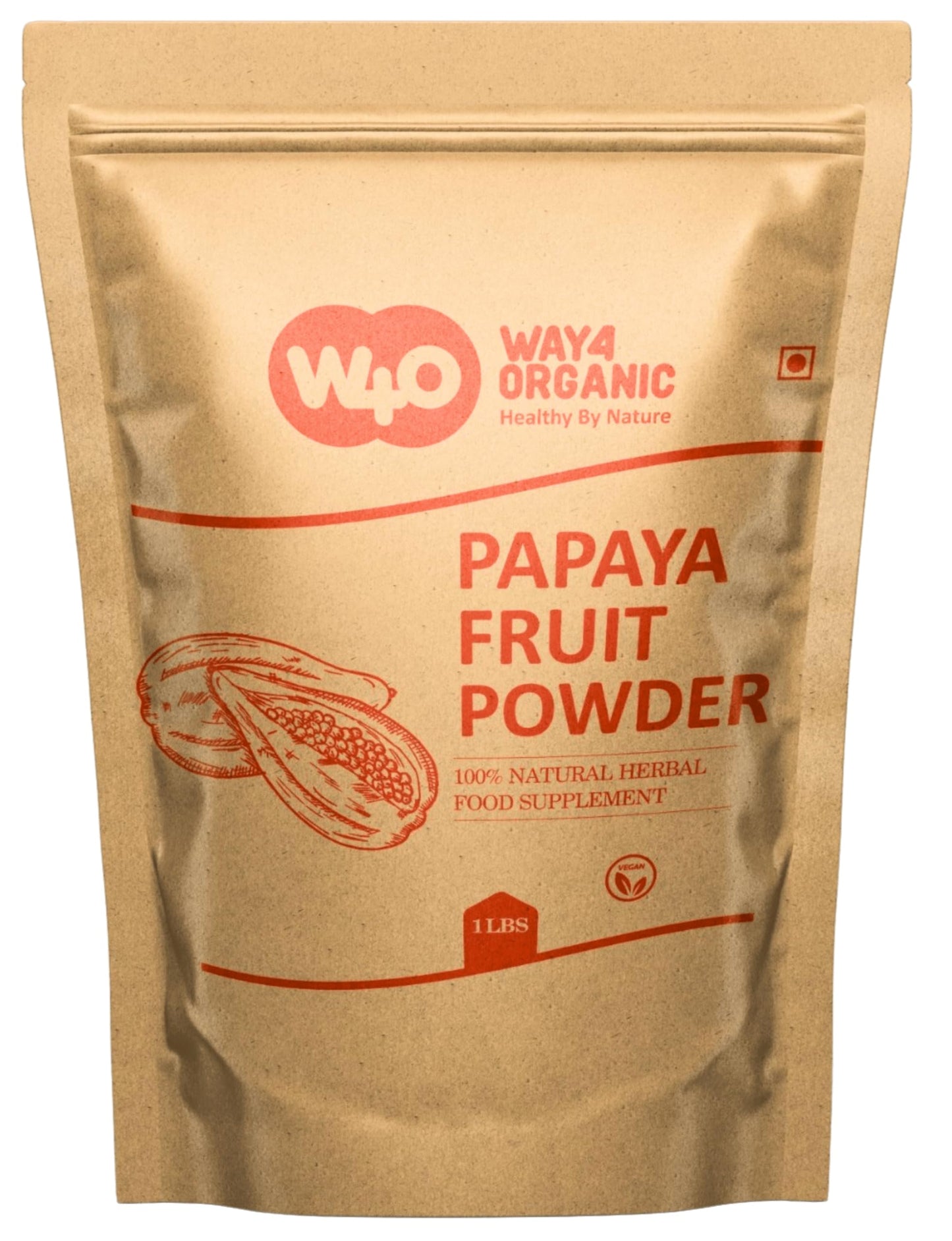 WAY 4 ORGANIC W4O Papaya Fruit Powder, 16 Ounces