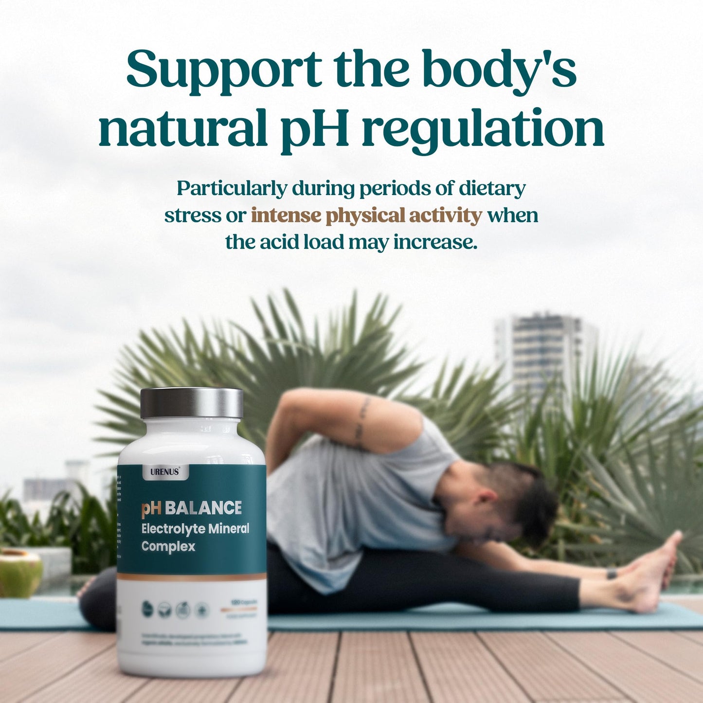 Urenus pH Balance Electrolyte Mineral Complex with Organic Alfalfa - Magnesium, Potassium, Calcium, Zinc, Vitamin C & Vitamin D3 - Electrolyte & Mineral Supplement - 120 Capsules