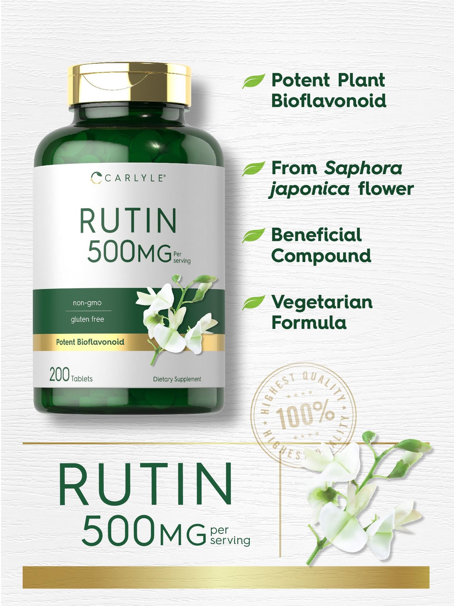 Carlyle Rutin Supplement 500mg Tablet, 200 Count