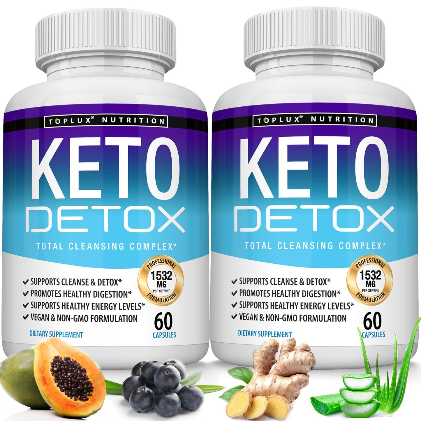 Toplux Keto Detox Pills Advanced Cleansing Extract 1532 mg Natural Acai Colon Cleanser Formula, Capsule, 120 Count