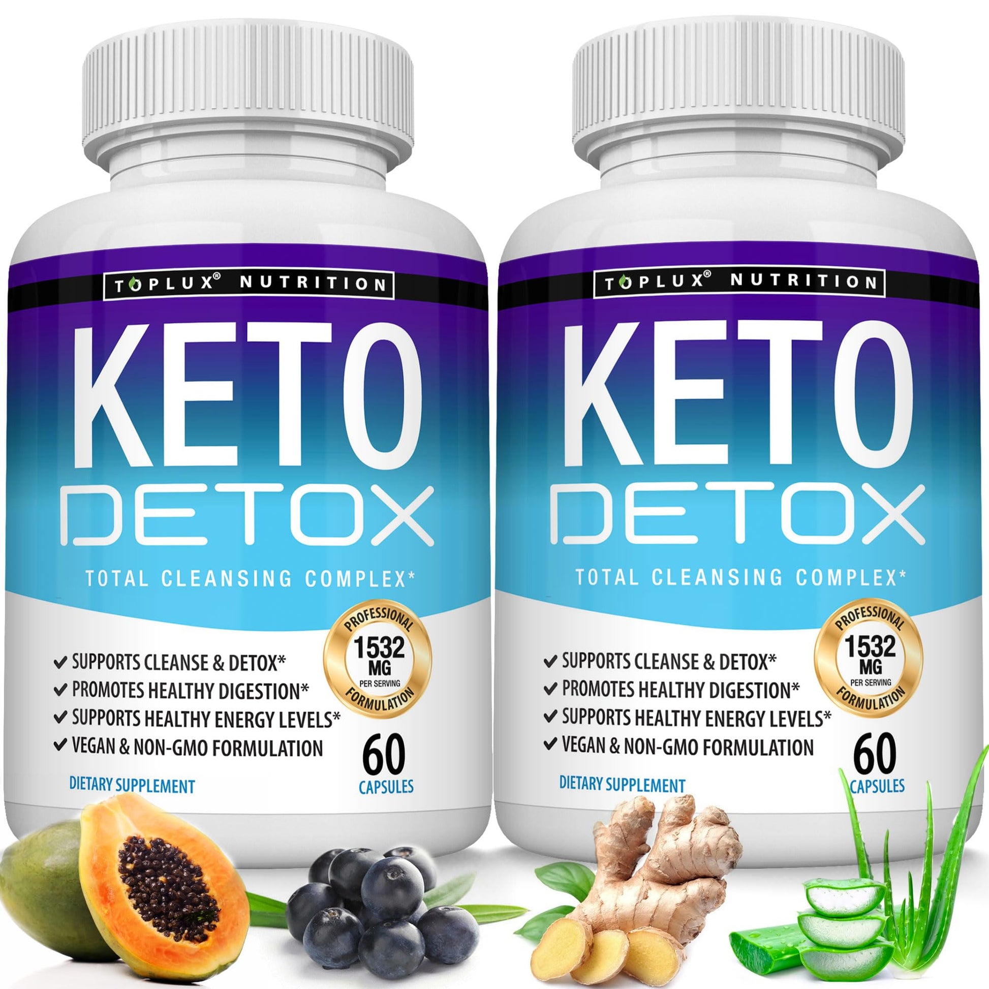 Toplux Keto Detox Pills Advanced Cleansing Extract 1532 mg Natural Acai Colon Cleanser Formula, Capsule, 120 Count