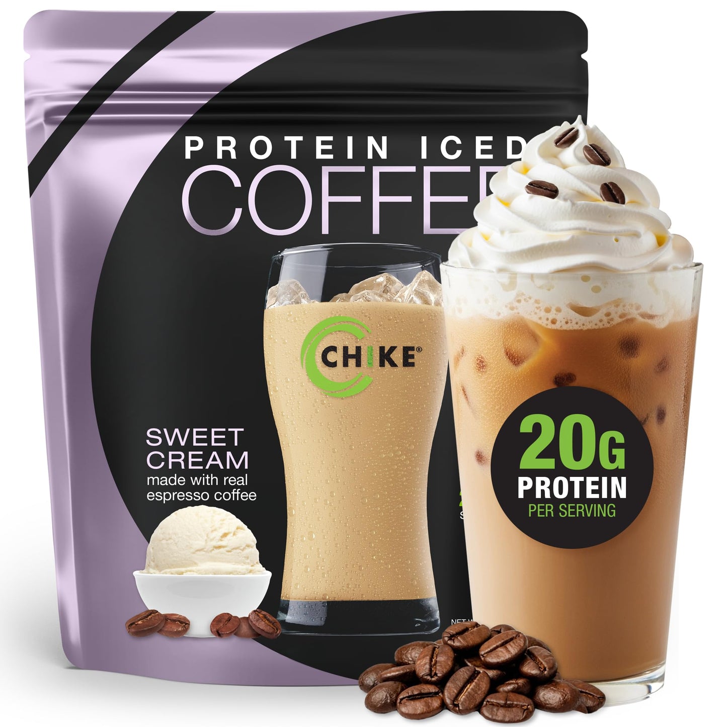Chike Sweet Cream High Protein Iced Coffee Powder, 17.8 oz