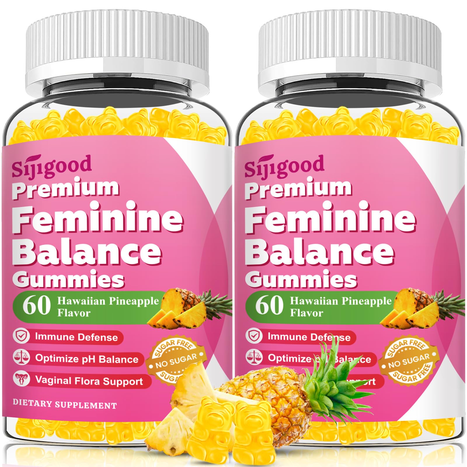 Sijigood Premium Feminine Balance Gummies for Women Sugar Free, 120 Gummies