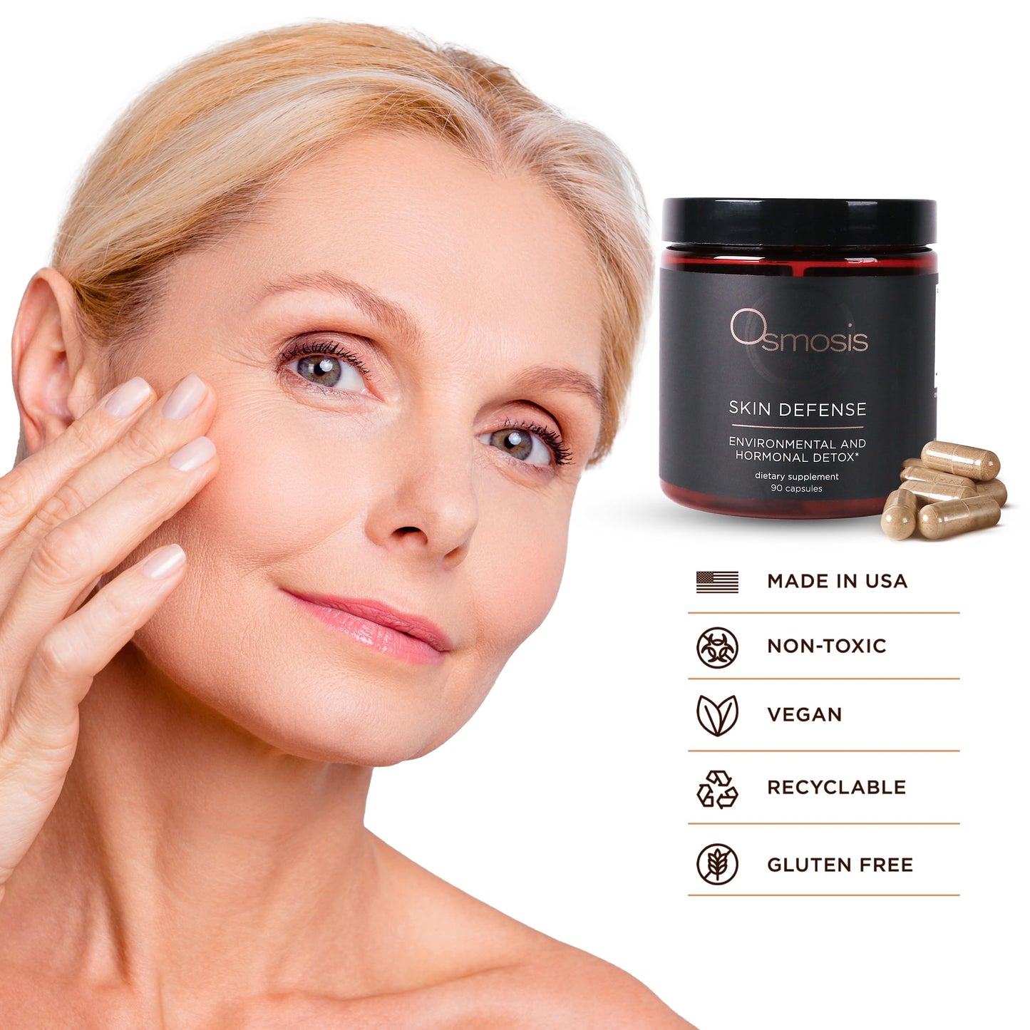 OSMOSIS Skin Defense Supplement, Hormonal Balance & Complexion, 60 Capsules