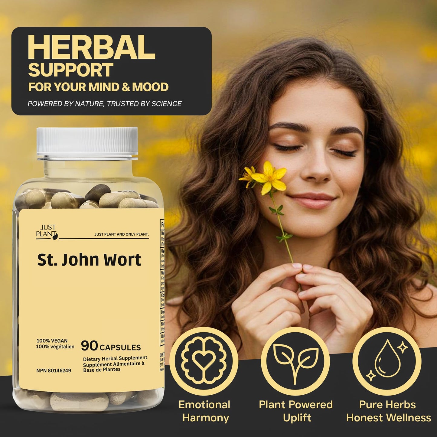 Just Plant St. John's Wort 750 mg Capsules 90 Count
