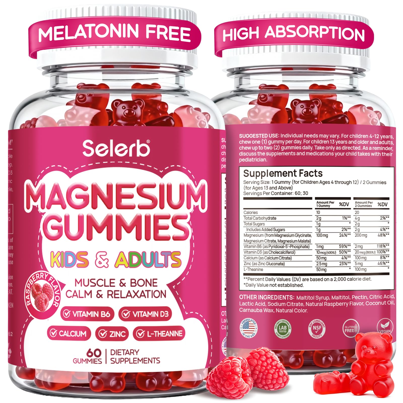 Selerb Magnesium Glycinate Gummies 60 Count