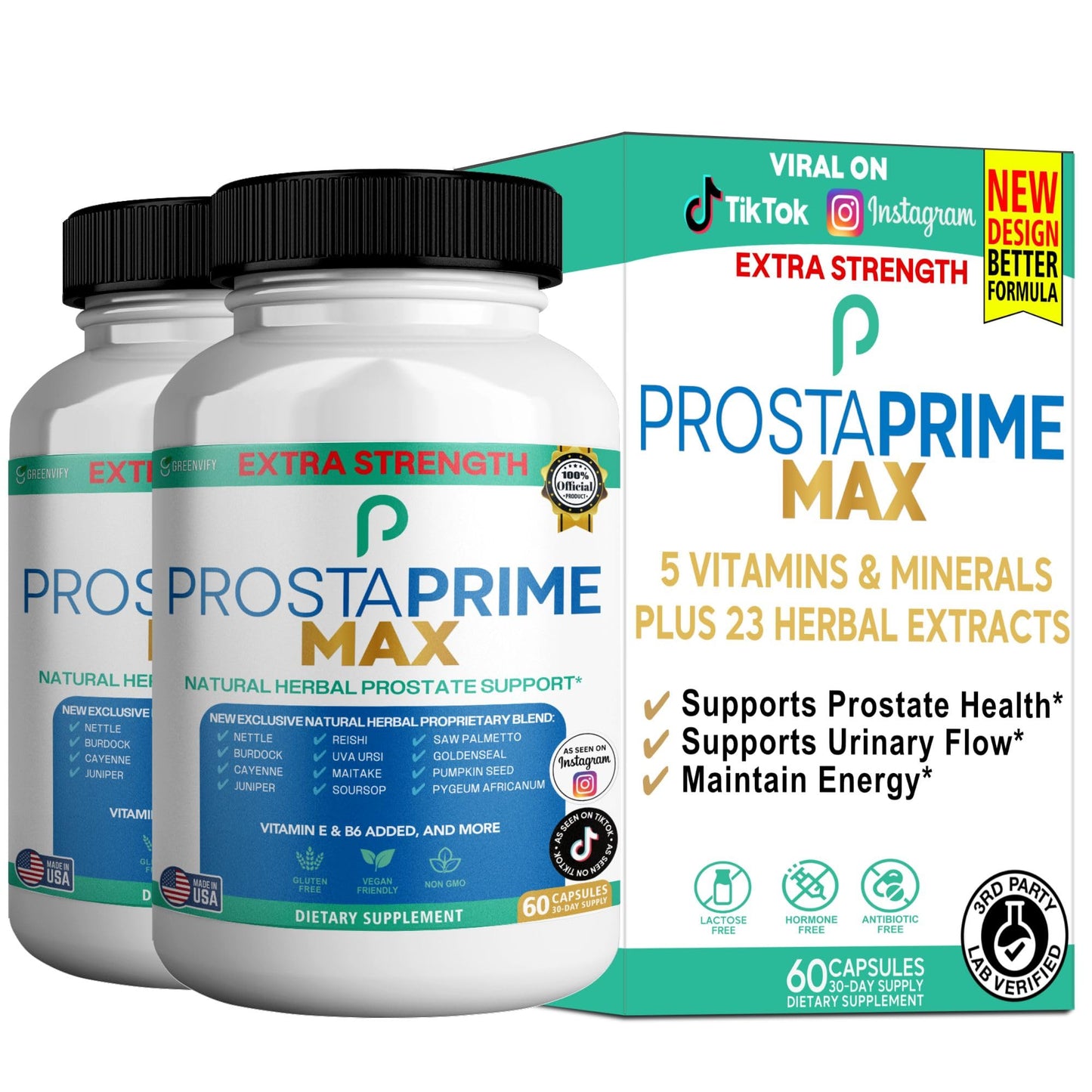 GREENVIFY Prostaprime Max Natural Prostate Support Supplement Capsule, 60 Count