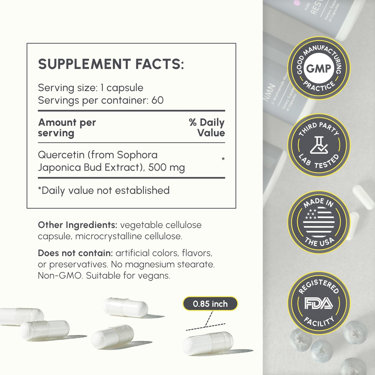 partiQlar Quercetin 500mg Supplement Capsule, 60 Capsules
