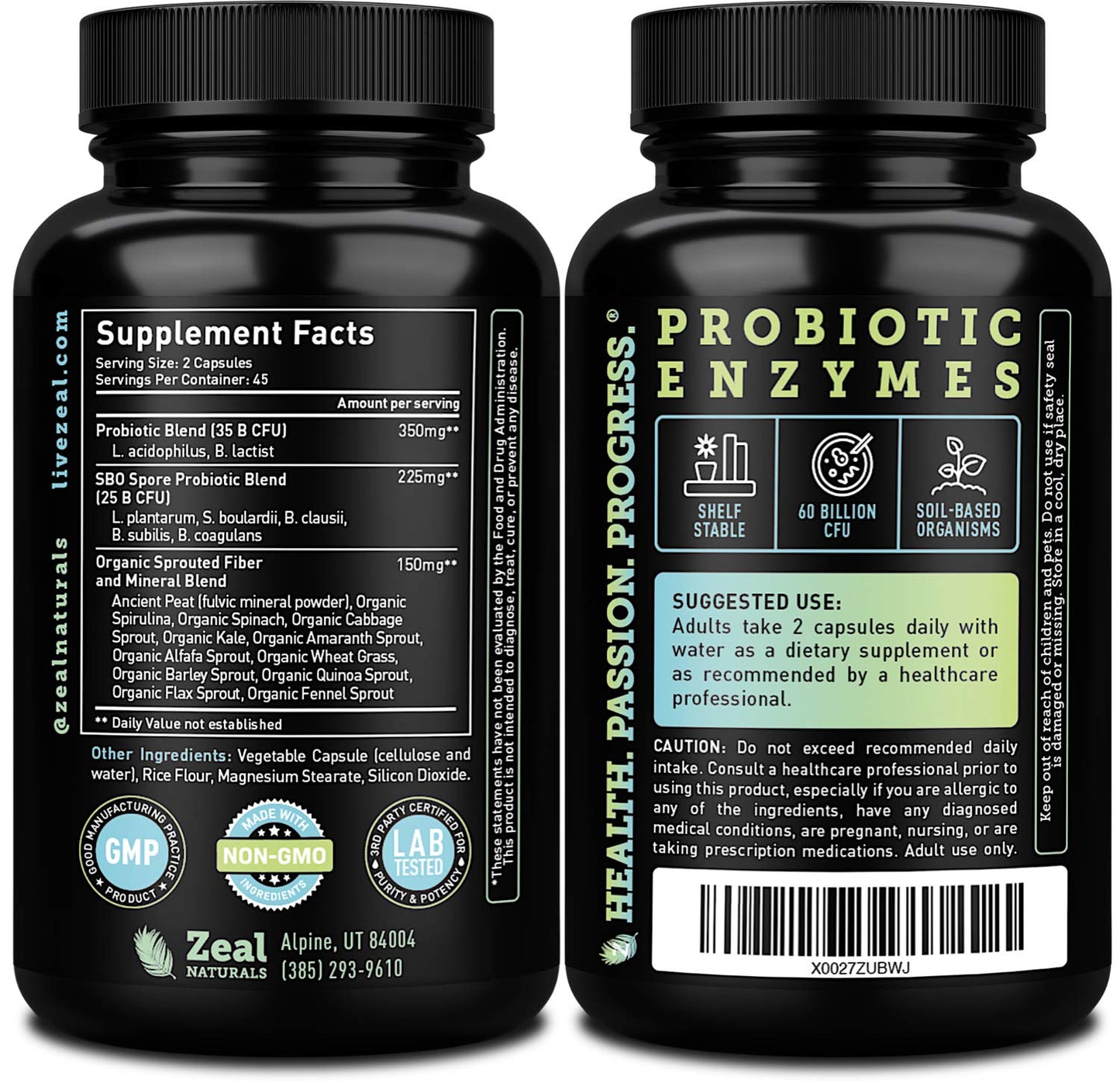 Zeal Naturals Probiotics and Prebiotics + SBO Probiotics (60 Billion CFU) 90 Capsules