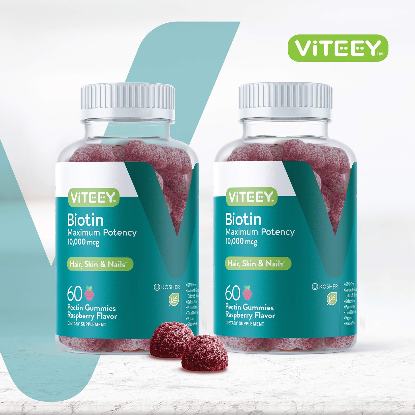 Viteey Biotin Gummies - 10,000 mcg, 120 Count