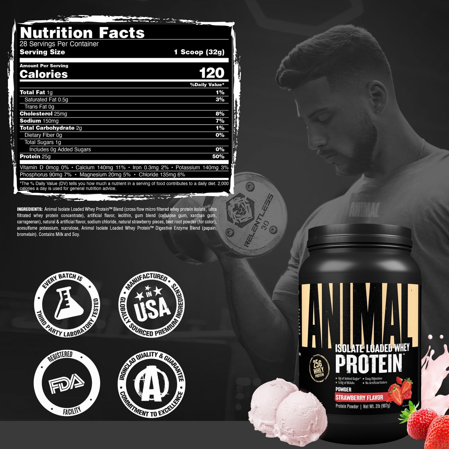Animal Whey Isolate Protein Powder 32 Servings