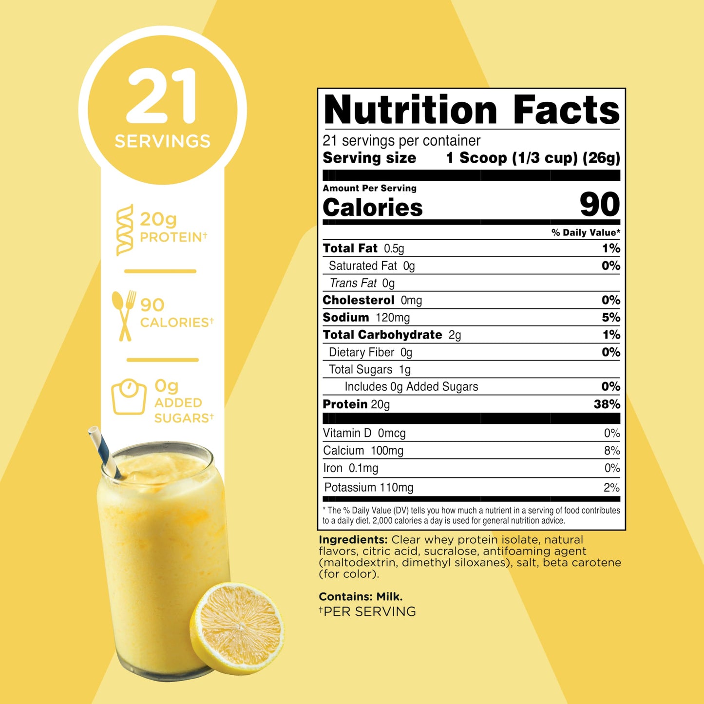 TransformHQ Clear Whey Protein Isolate (WPI) Lemonade Powder 20.4 oz