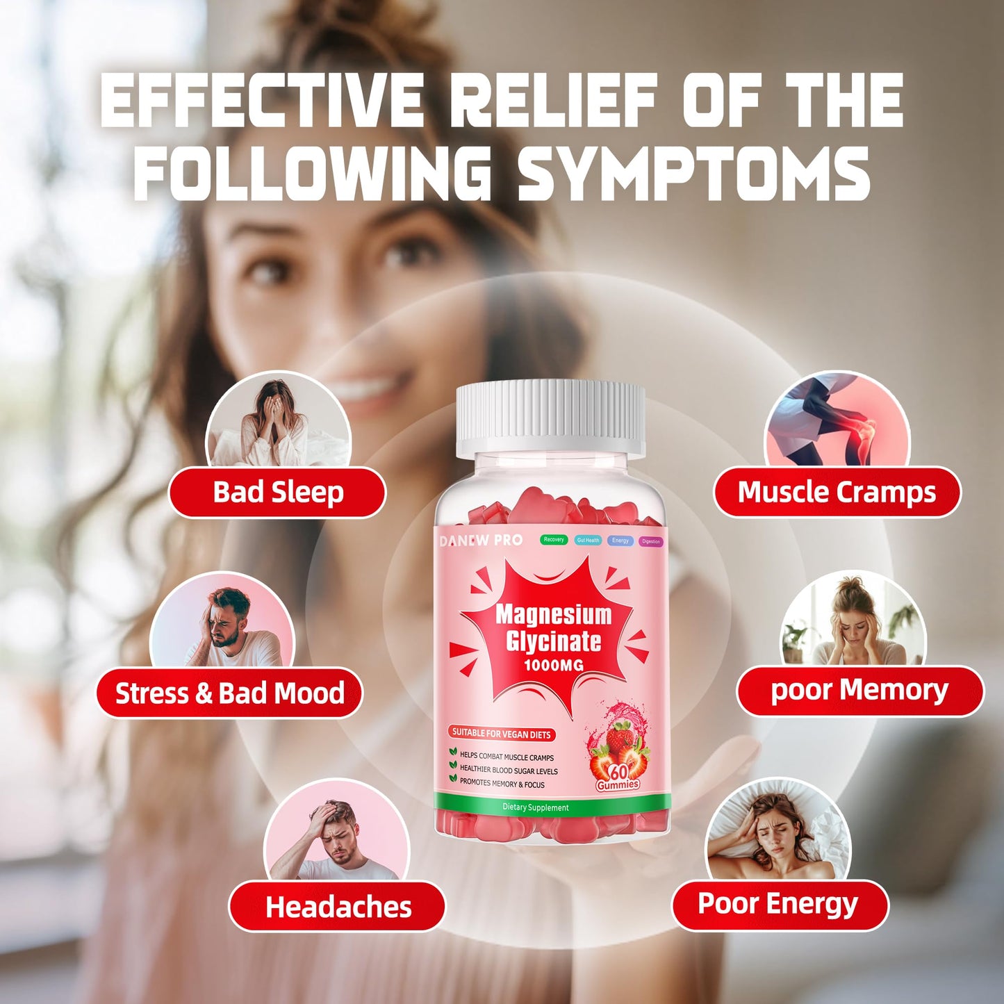 DANEW Pro Magnesium Glycinate Gummies Strawberry 120 Gummies
