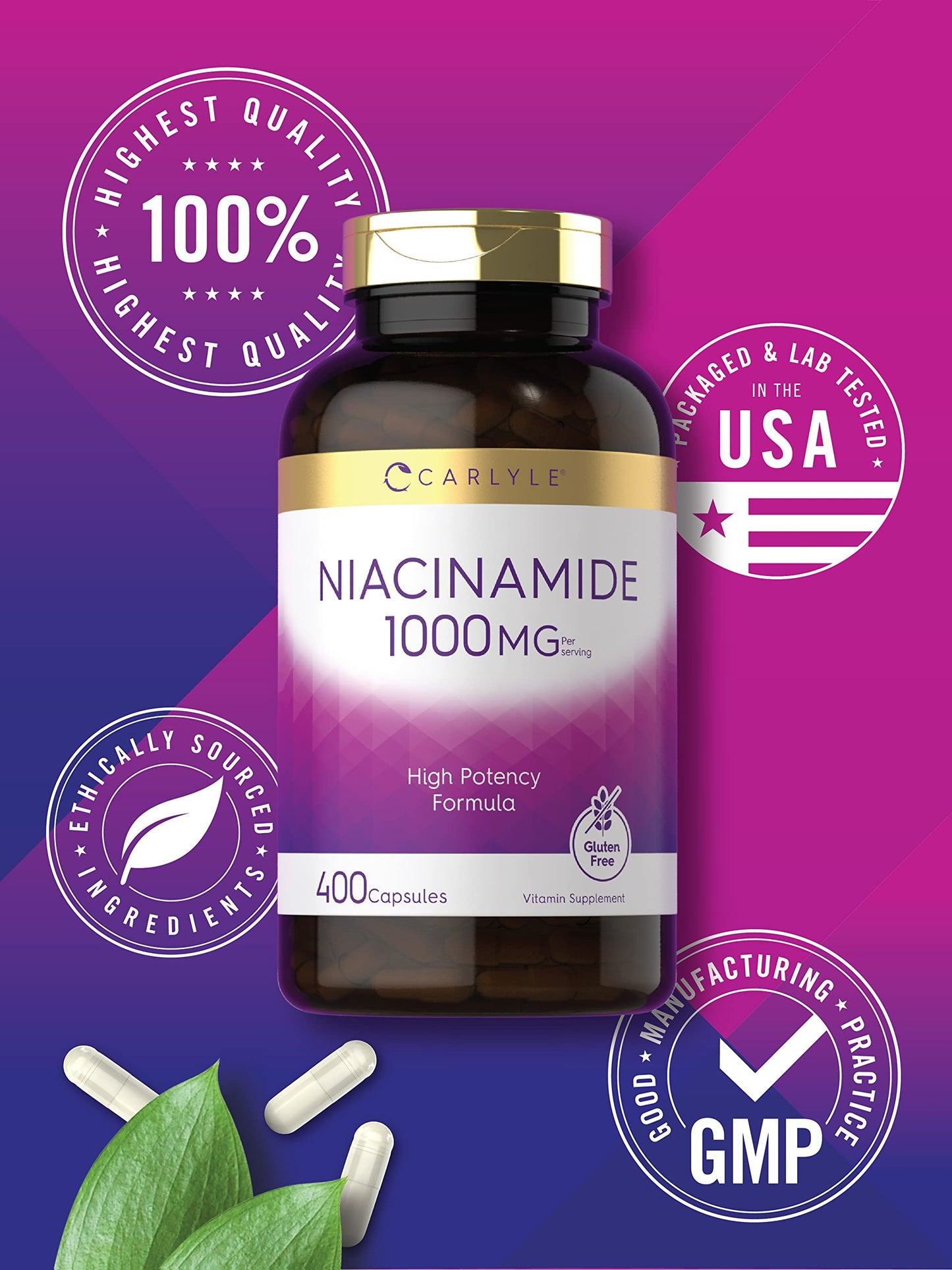 Carlyle Niacinamide 1000 mg Capsules, 400 Count