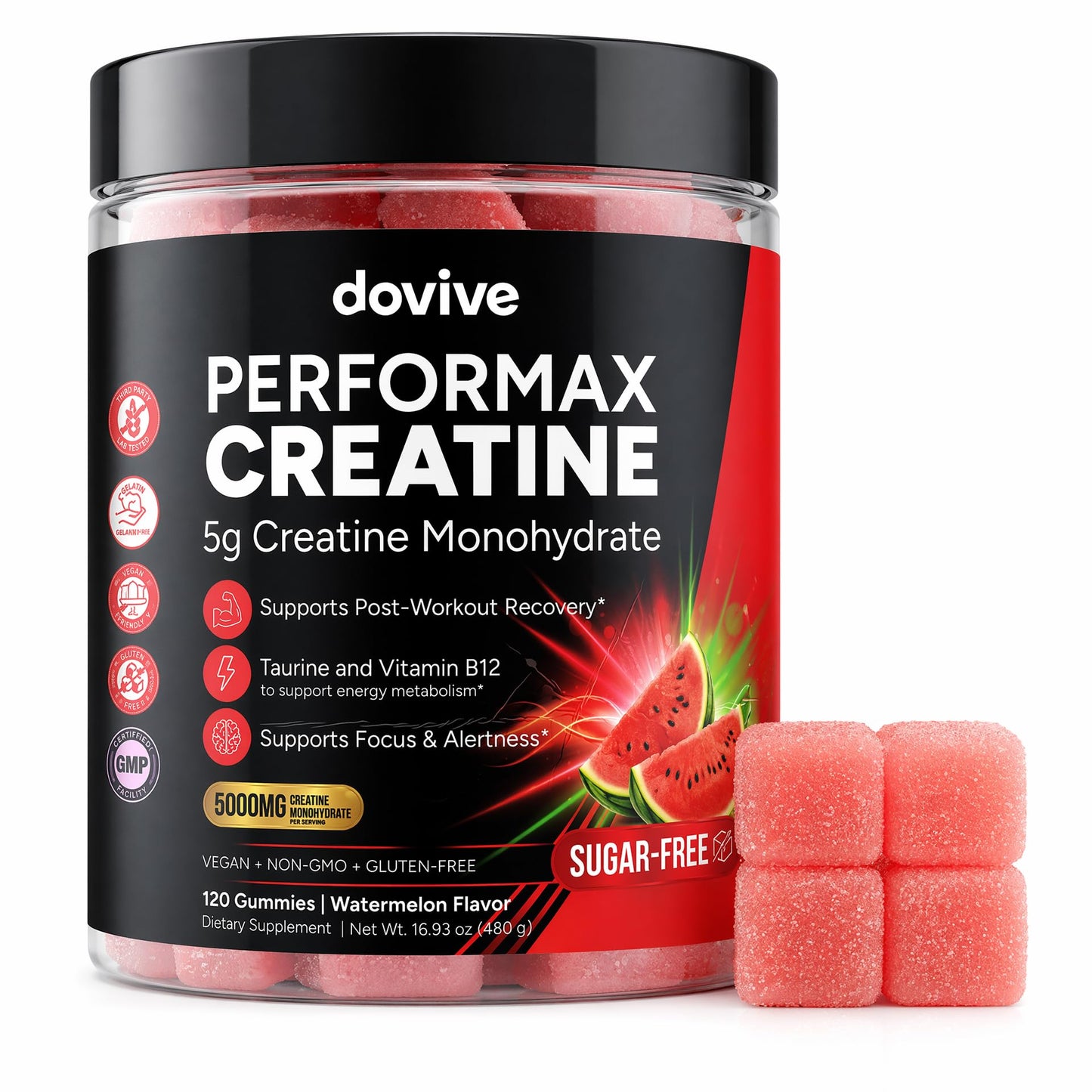 DOVIVE Creatine Monohydrate Gummies 5000mg, 120 Gummies