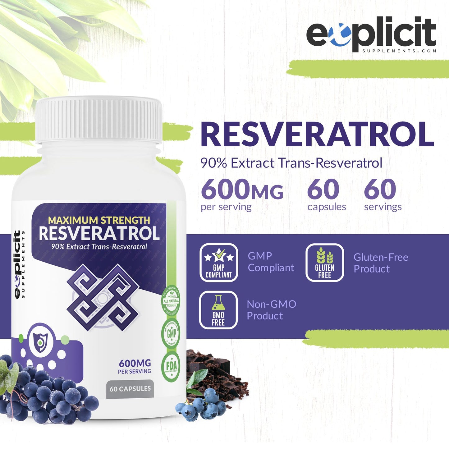 eXplicit Supplements Resveratrol Capsule 60 Capsules