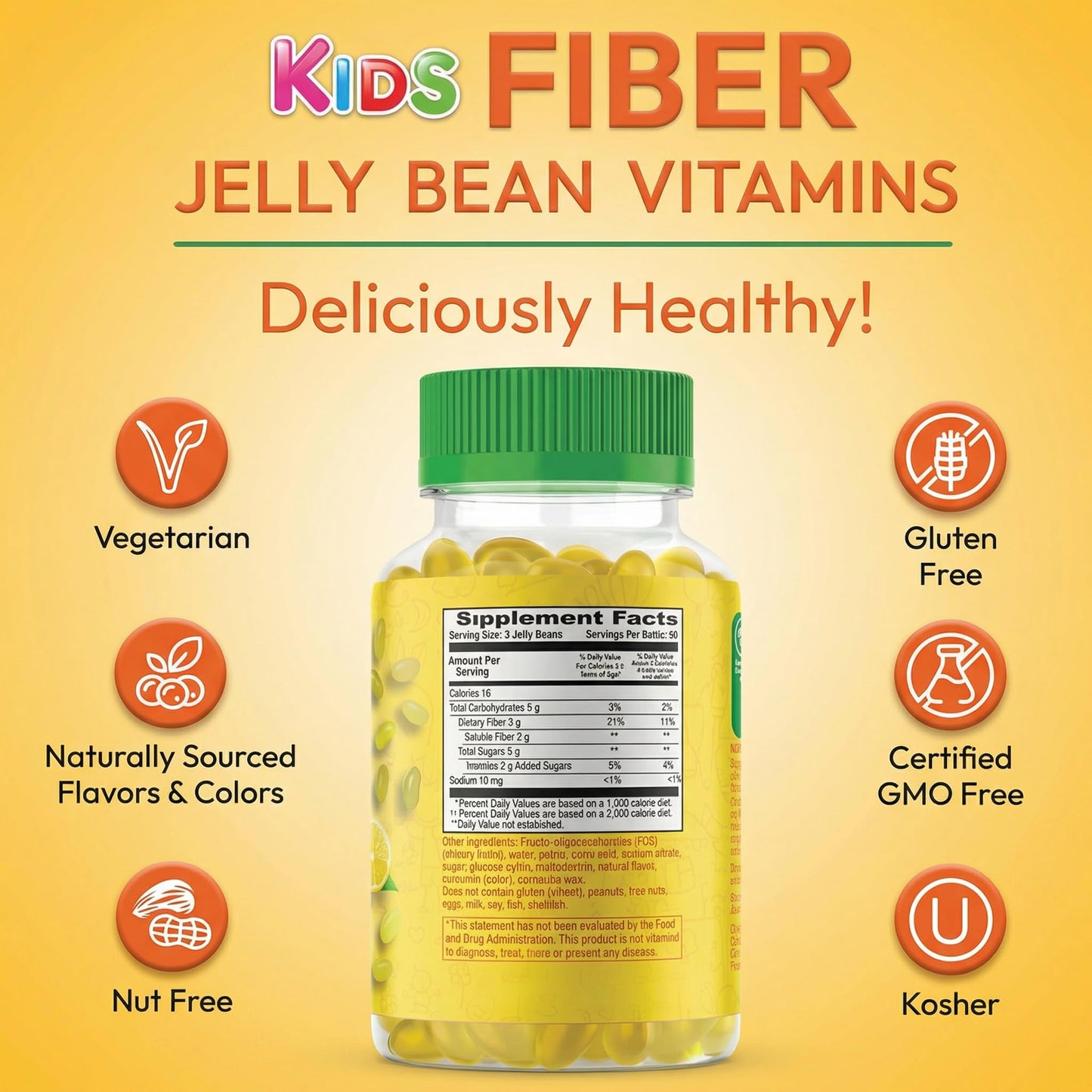 Human Beanz Fiber Jelly Bean Gummies for Kids, 120 Gummies