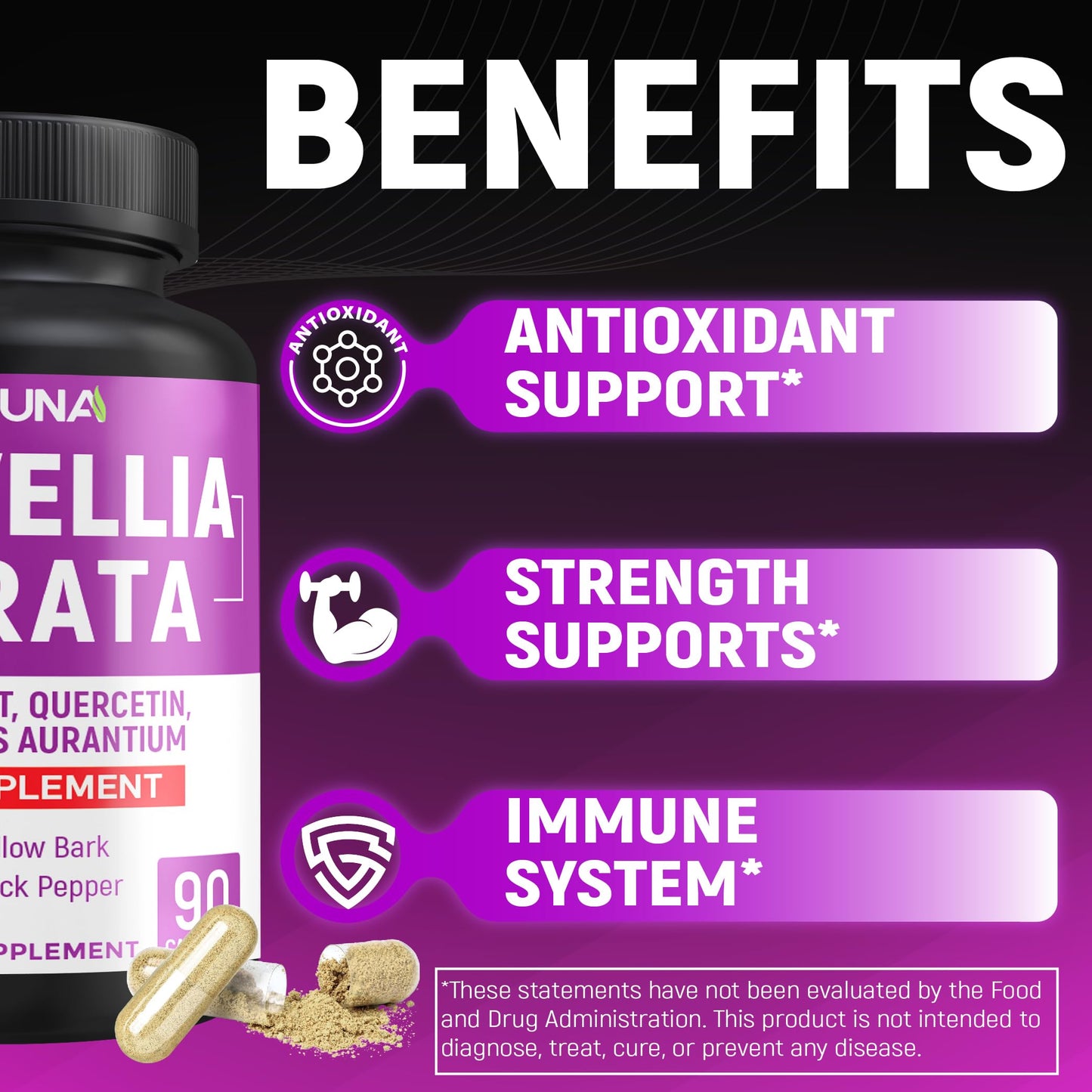 CIVIMUNA Boswellia Capsules with Turmeric and Quercetin, 90 Capsules