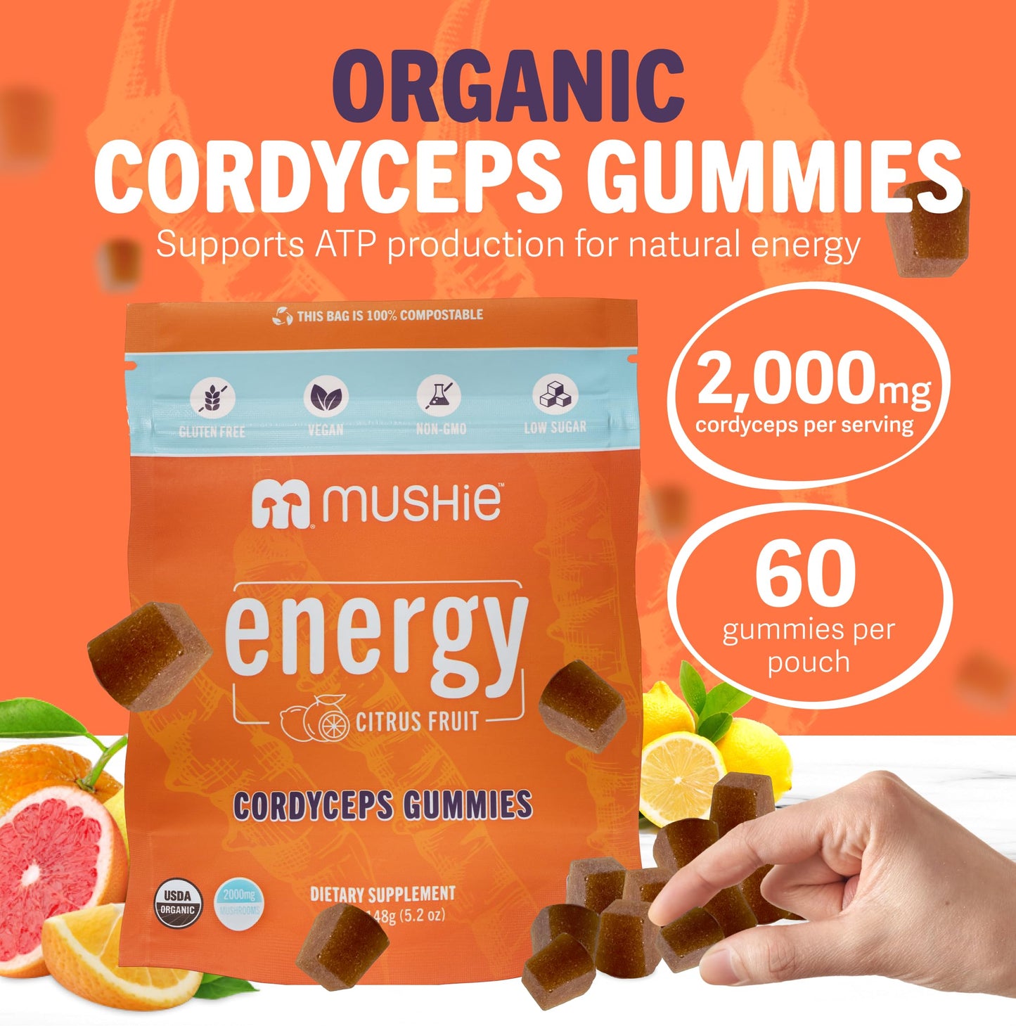Mushie Cordyceps Mushroom Gummies Gummy 60 Count