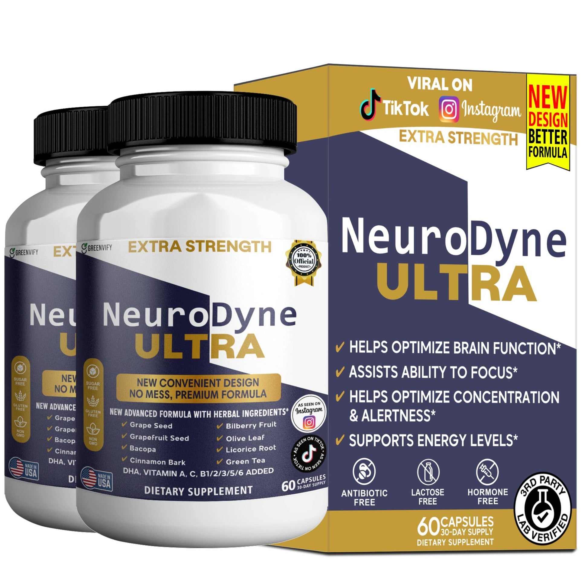 GREENVIFY NeuroDyne Ultra Extra Strength Brain Supplement Capsule 60 Capsules
