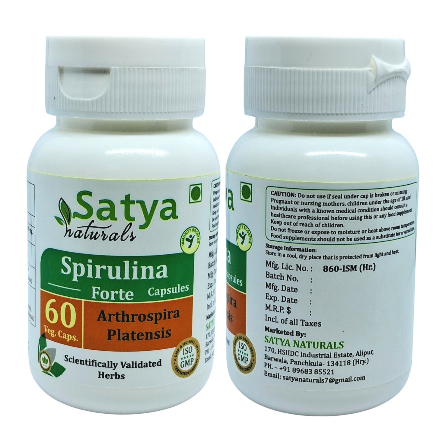 Satya Naturals Spirulina Forte Capsules 500 mg, 120 Count