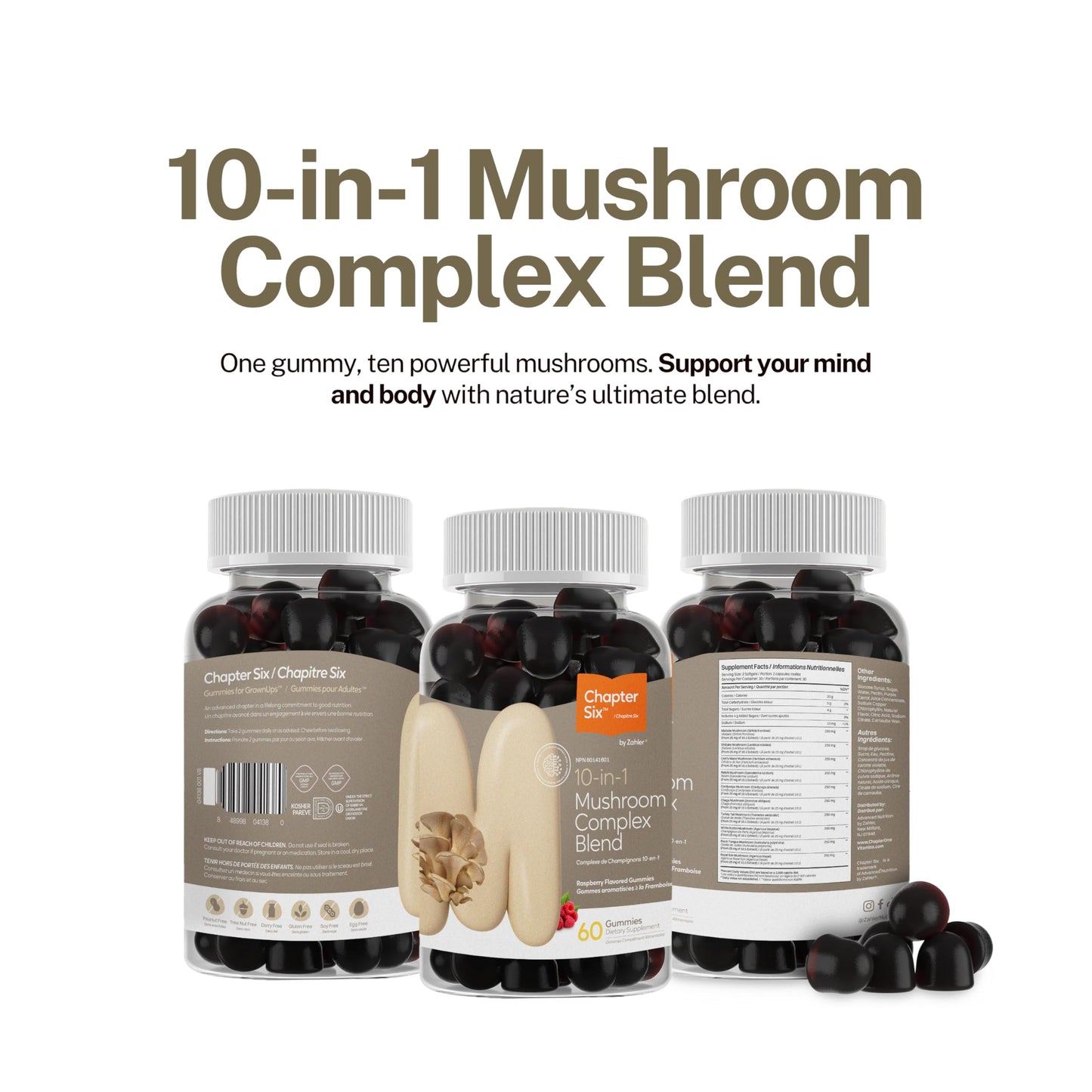 Zahler Chapter Six 10 in 1 Mushroom Complex Blend Gummy 60 Count