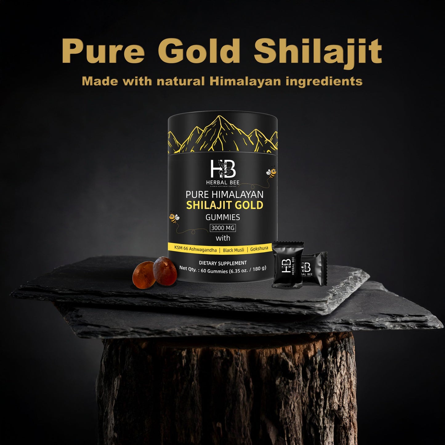 Herbal Bee Shilajit Gummies 60 Gummies