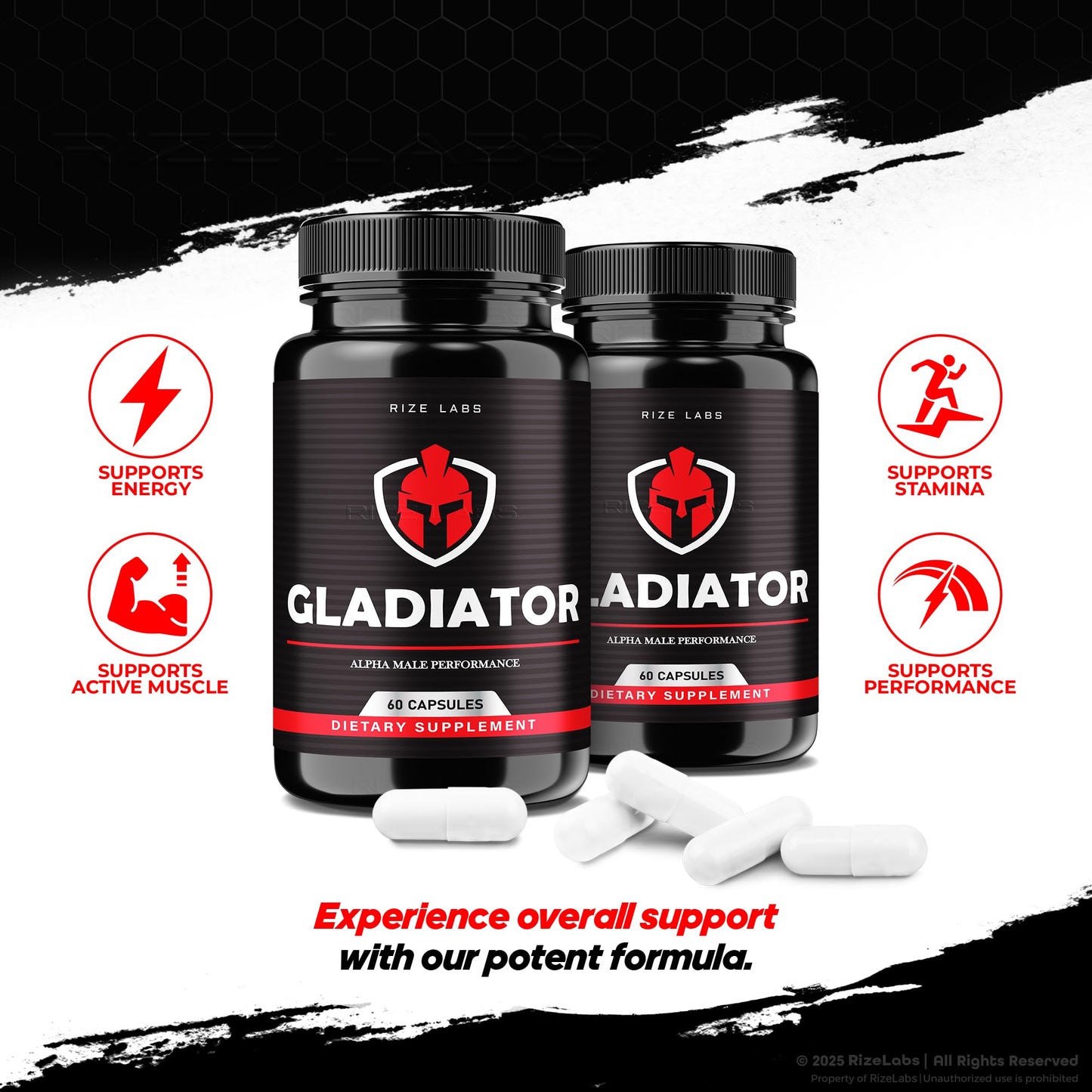 rize labs Men's Gladiator Capsules, 60 Capsules
